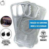 Capa iPhone 16 Plus - Stand Glitter Magsafe Titanium Gray